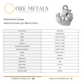 9ct White Gold - Pirate Ship Charm