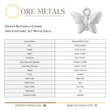 9ct White Gold - Dainty Butterfly Charm