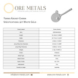 9ct White Gold - Tennis Racket Charm