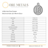 9ct White Gold - 18 Button Coin Charm