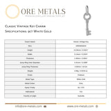 9ct White Gold - Classic Vintage Key Charm