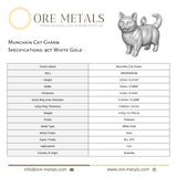 9ct White Gold - Munchkin Cat Charm