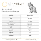 9ct White Gold - Birman Cat Charm