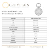 9ct White Gold - Vintage Pocket Watch Charm