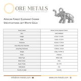 9ct White Gold - African Forest Elephant Charm