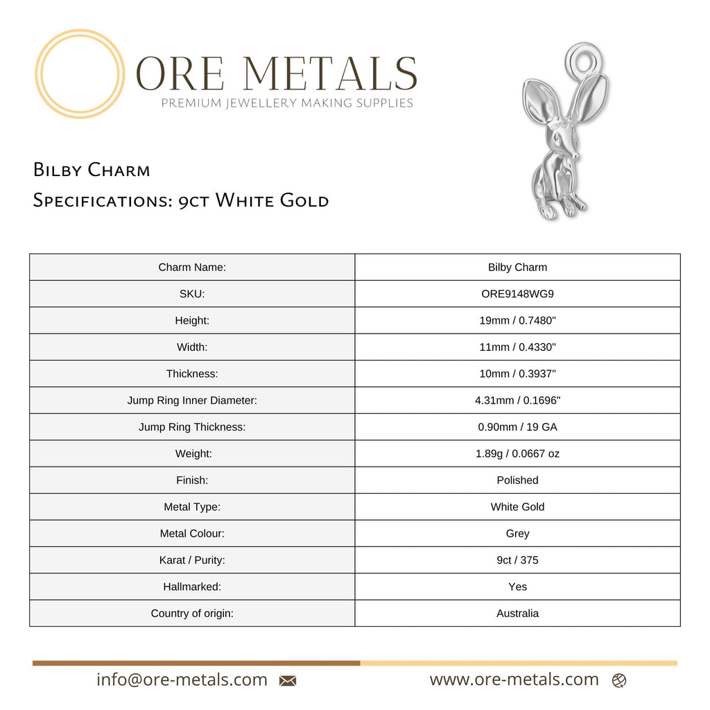 9ct White Gold - Bilby Charm