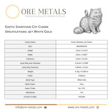 9ct White Gold - Exotic Shorthair Cat Charm