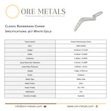 9ct White Gold - Classic Boomerang Charm