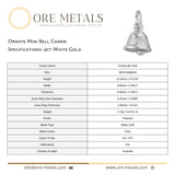 9ct White Gold - Ornate Mini Bell Charm