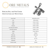 9ct White Gold - Bowling Ball and Pins Charm