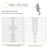 9ct White Gold - Scaled Seahorse Charm