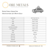 9ct White Gold - Retro Family Sedan Car Charm