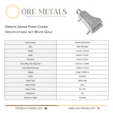 9ct White Gold - Ornate Grand Piano Charm