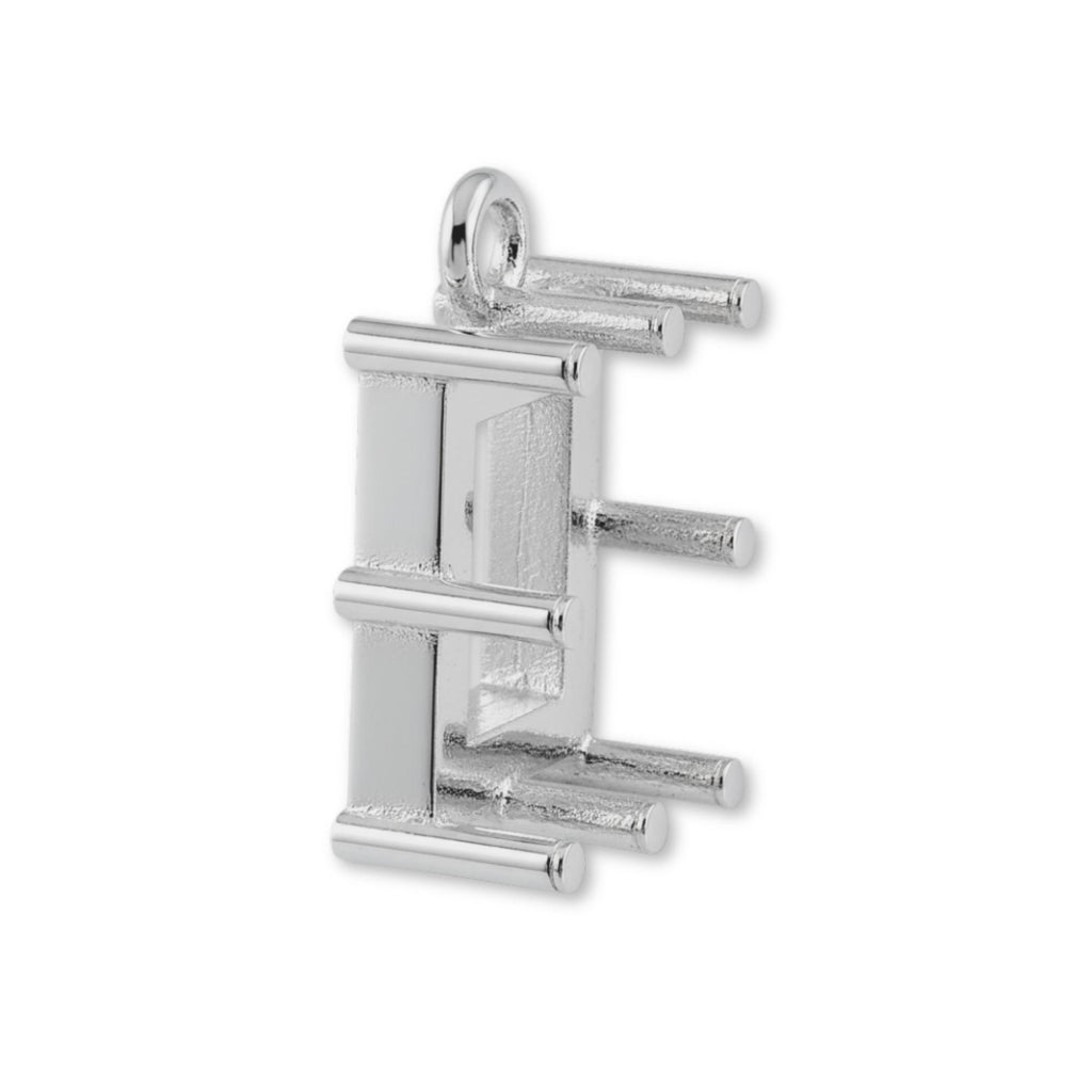 9ct White Gold - Rectangle Prong Setting