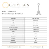 9ct White Gold - Eiffel Tower Charm