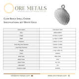 9ct White Gold - Clam Beach Shell Charm