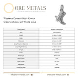 9ct White Gold - Western Cowboy Boot Charm