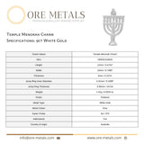 9ct White Gold - Temple Menorah Charm