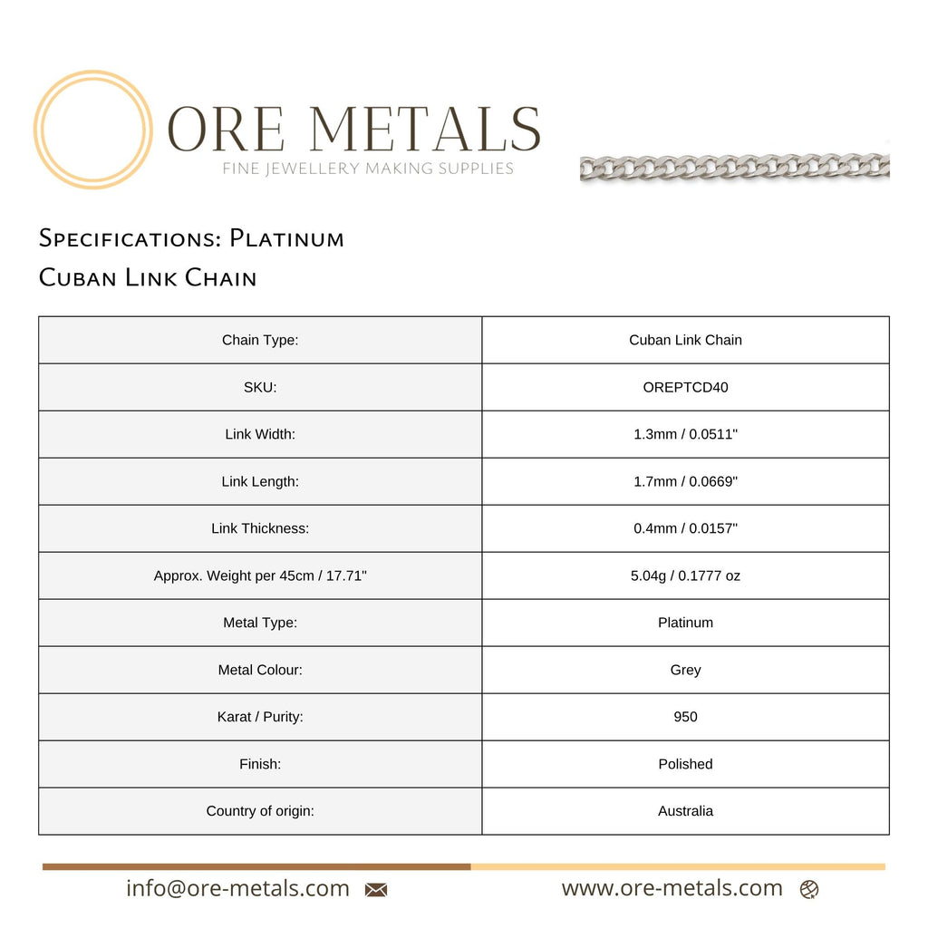 950 Platinum - Cuban Link - Necklace Chain