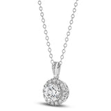 9ct White Gold - 1.05ct SI/GH - Halo Diamond Necklace