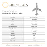 9ct White Gold - Passenger Plane Charm