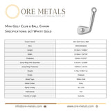 9ct White Gold - Mini Golf Club & Ball Charm
