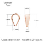 9ct Rose Gold - Pinch Bail