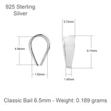 925 Sterling Silver - Pinch Bail