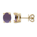 18ct Purple Gold Oval Studs - 18ct Yellow Gold Basket Setting