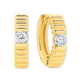 18ct Yellow Gold | 0.14ct GH/SI - Croissant Diamond Hoop Earrings