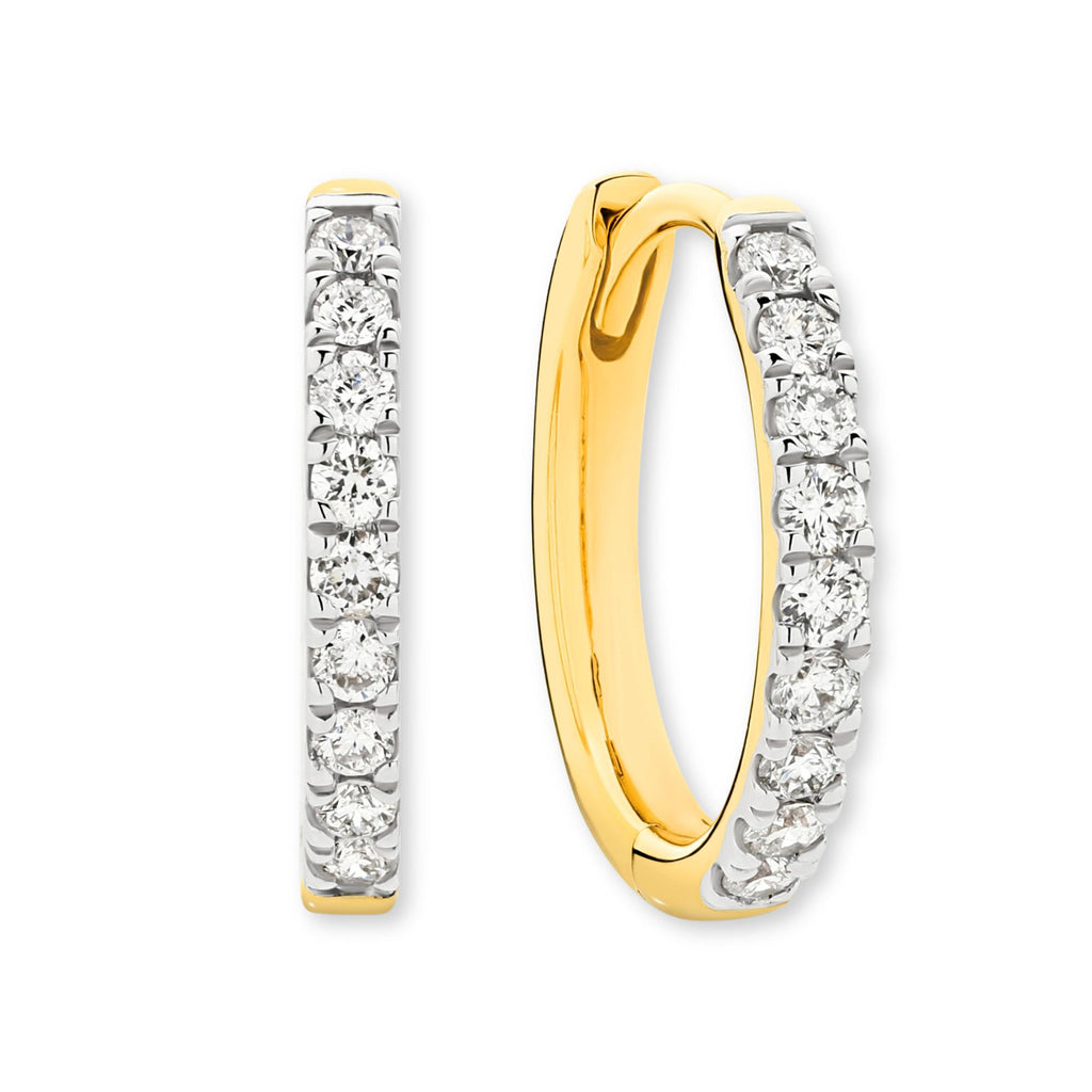 9ct Yellow Gold | 0.3ct GH/SI - Diamond Clicker Hoop Earrings