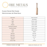 9ct Rose Gold - Classic Cricket Bat Charm
