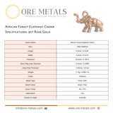 9ct Rose Gold - African Forest Elephant Charm