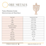 9ct Rose Gold - Temple Menorah Charm