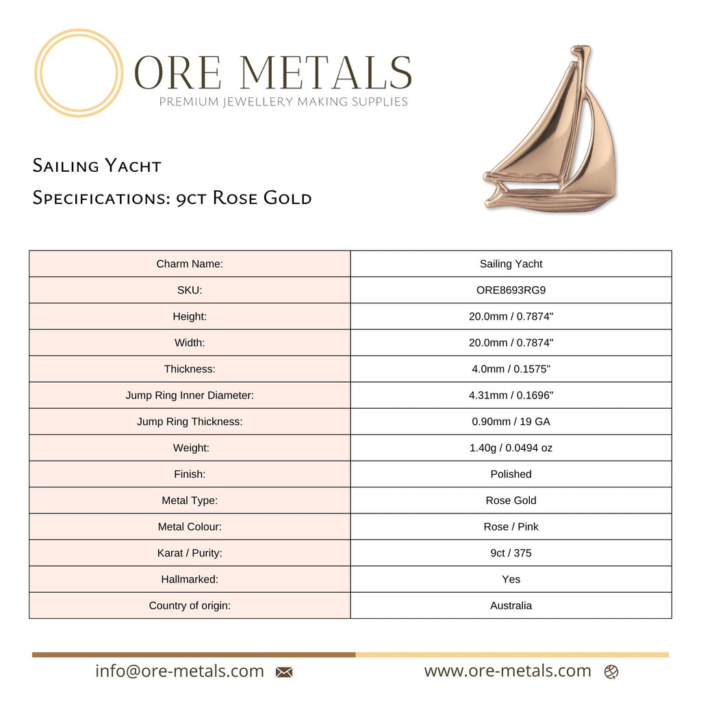 9ct Rose Gold - Sailing Yacht Charm