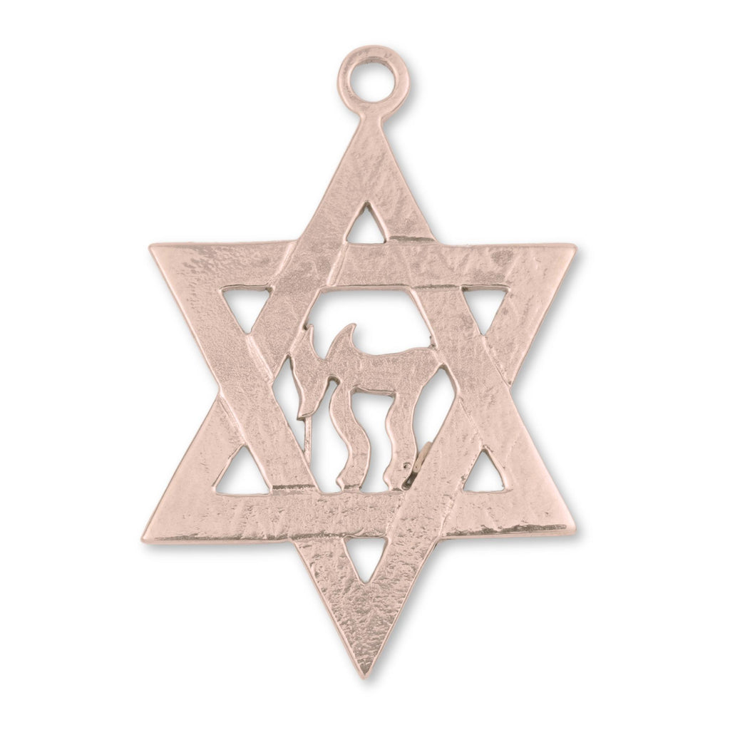 9ct Rose Gold - Star of David w Chai Symbol Charm