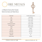 9ct Rose Gold - 21 Wreath Castle Key Charm