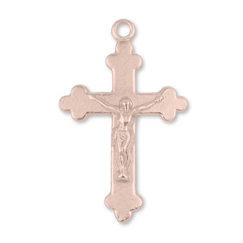 18ct Rose Gold - Jesus on Budded Trefoil Crucifix Charm
