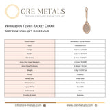 9ct Rose Gold - Wimbledon Tennis Racket Charm
