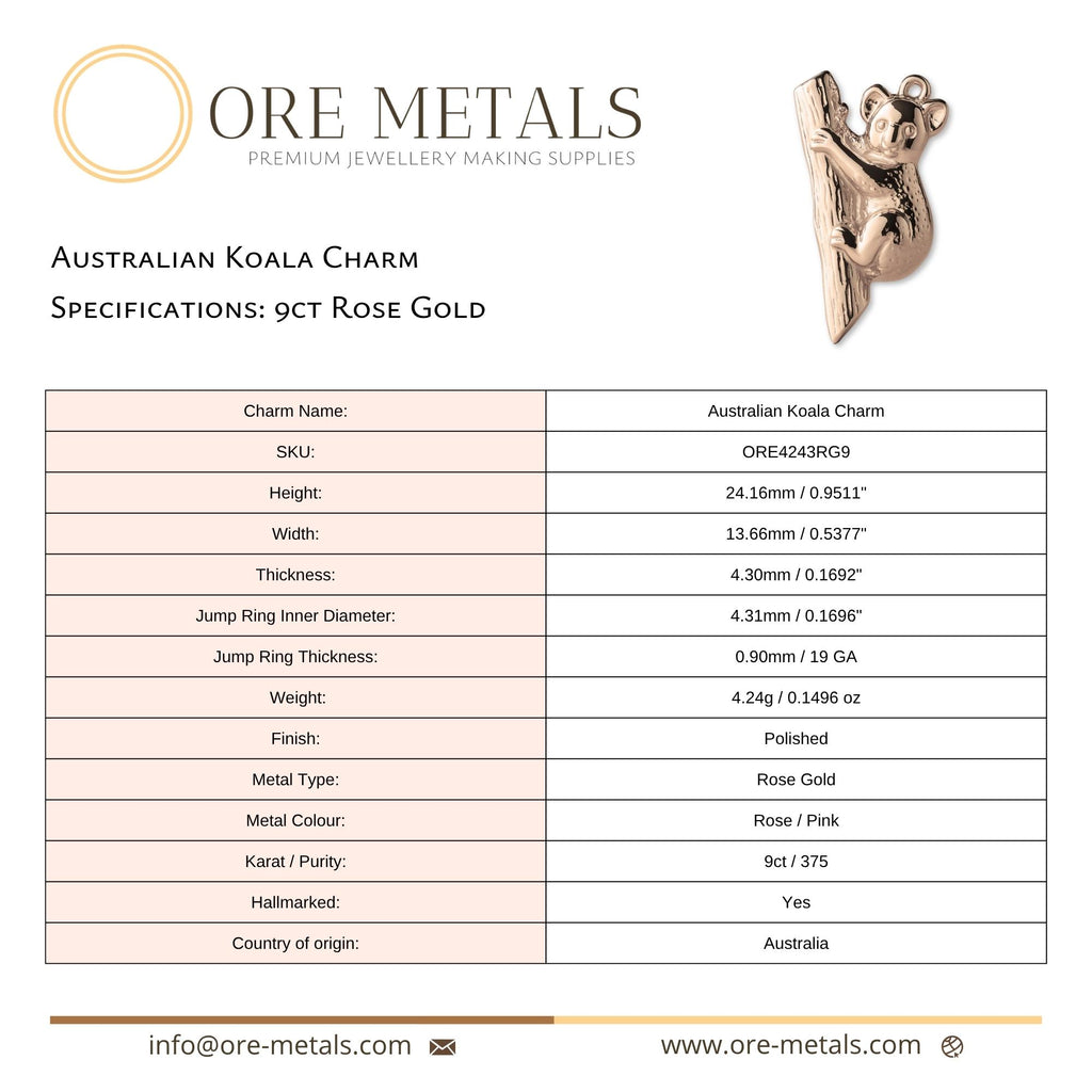9ct Rose Gold - Australian Koala Charm