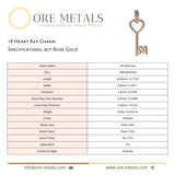 9ct Rose Gold - 18 Heart Key Charm