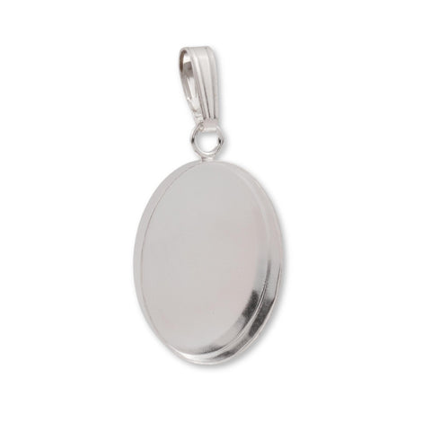 925 Sterling Silver - Oval Bezel Cup Pendant Setting