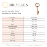 9ct Rose Gold - Vintage Castle Key Charm
