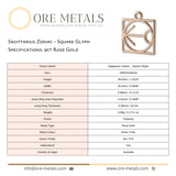 9ct Rose Gold - Sagittarius Zodiac Square Charm