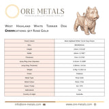 9ct Rose Gold - West Highland White Terrier Dog Charm
