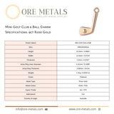 9ct Rose Gold - Mini Golf Club & Ball Charm