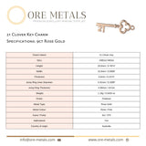 9ct Rose Gold - 21 Clover Key Charm
