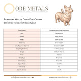 9ct Rose Gold - Pembroke Welsh Corgi Dog Charm
