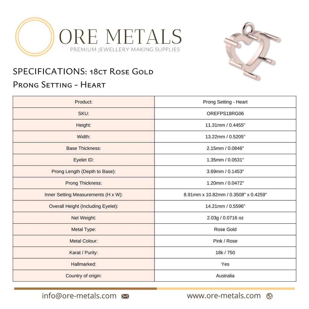 18ct Rose Gold - Heart Prong Setting
