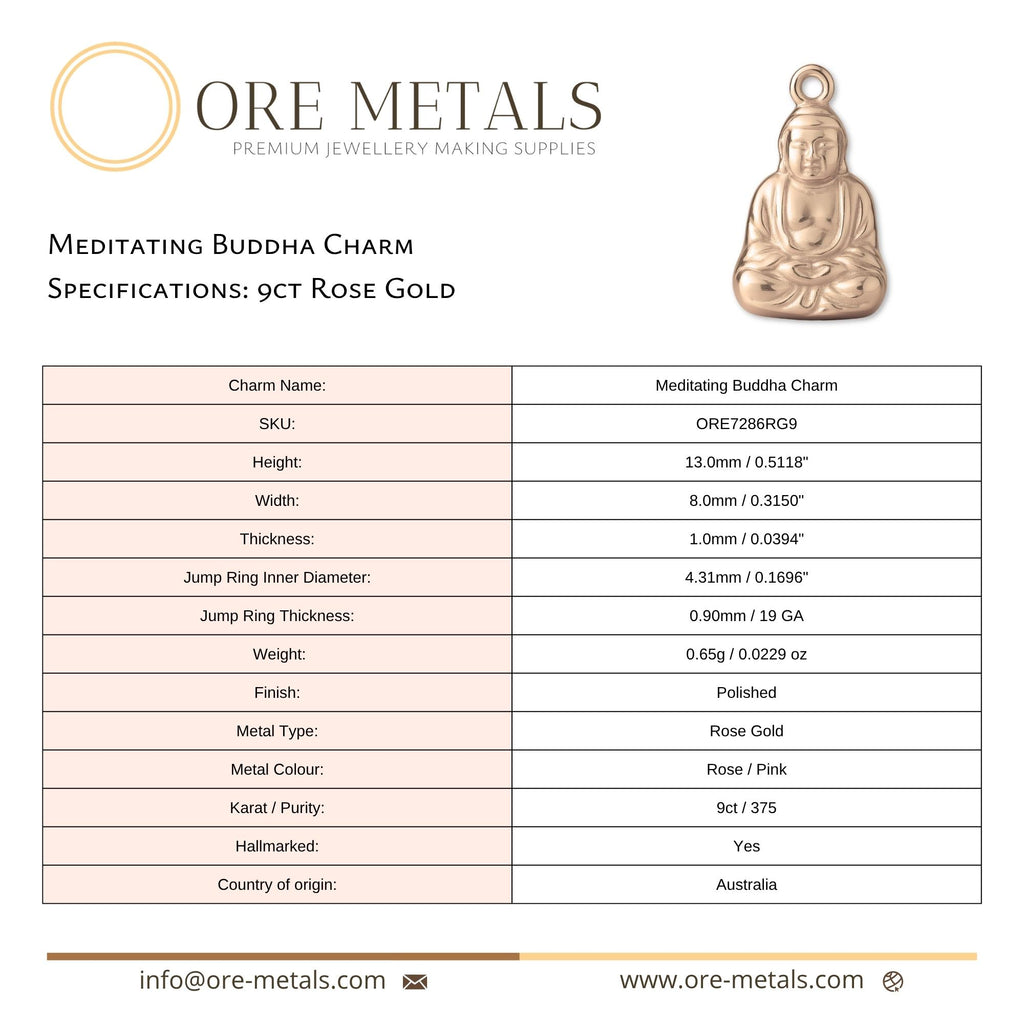 9ct Rose Gold - Meditating Buddha Charm